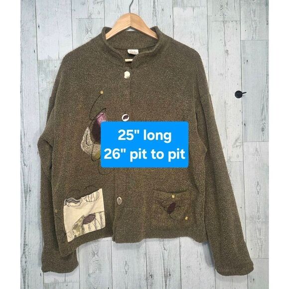 VTG Odile Hand Painted Fleece Jacket Sz. L - Picture 2 of 6